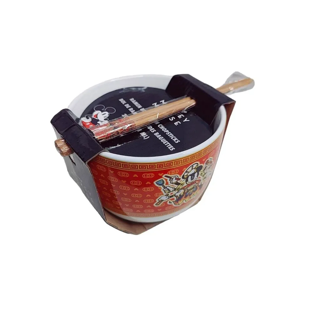 Disney Ceramic Ramen Bowl Set‎ Mickey Mouse Wild Wok Matching Chopsticks New